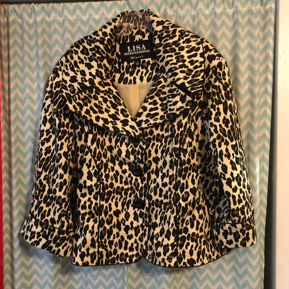 Lisa international Jackets & Blazers - Lisa International plus size animal print blazer 3/4 sleeves